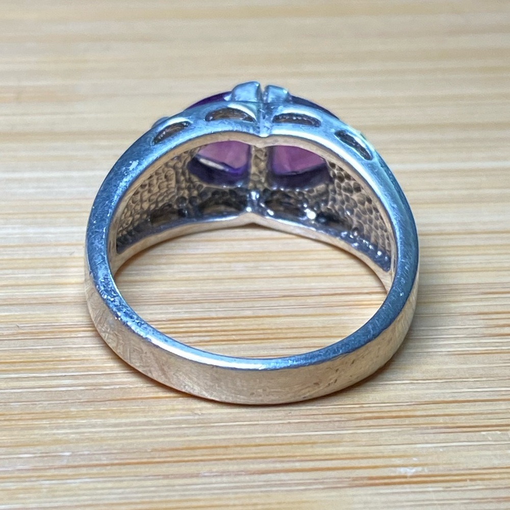 Vintage Women's Purple Gemstones Marquise Amethyst Ring 925 Sterling Silver - Picture 8 of 15